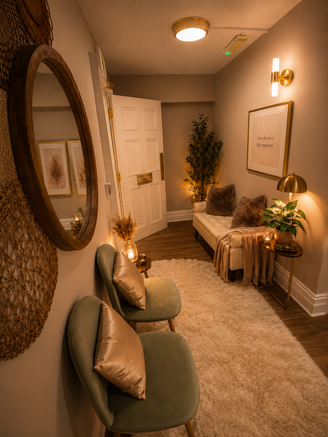 Elegant waiting area and corridor at Villux Therapy