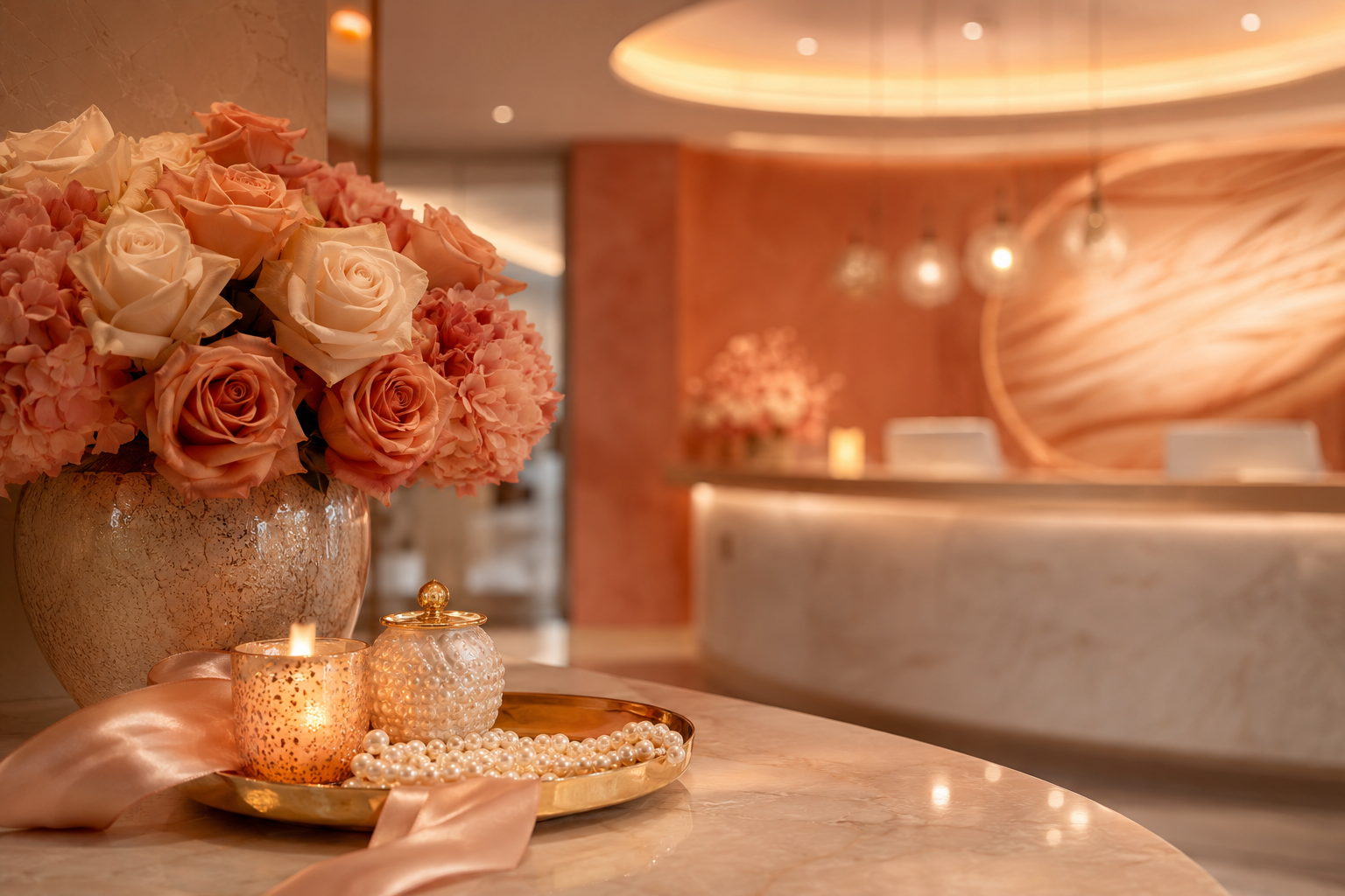 Flowers and candlelight at reception